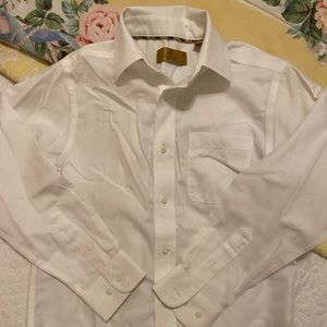 Class Club boys long sleeve herringbone pattern white dress shirt size 6/7